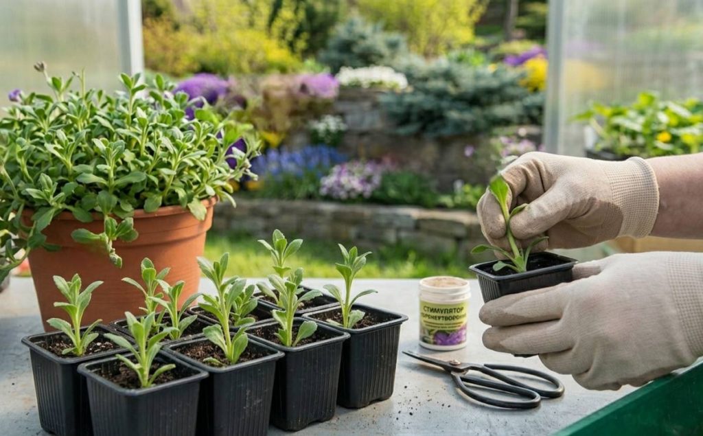 Размножение обриеты черенками