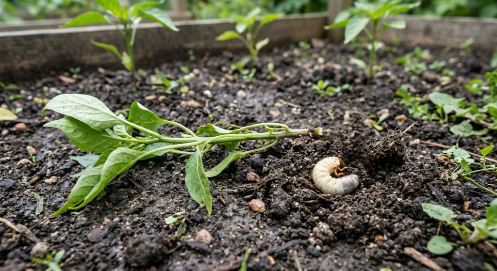 Личинки майского жука подъедают корни рассады